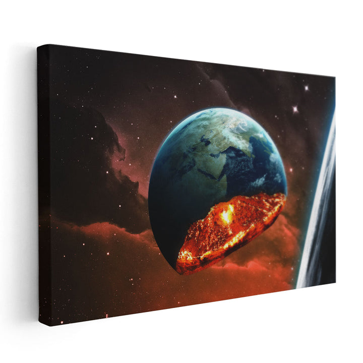 Universe Scene With Crust and Mantle of Earth - Canvas Print Wall Art