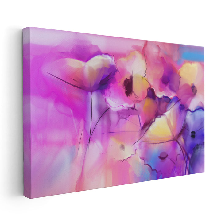 Abstract Tulip Flowers Watercolor Painting - Canvas Print Wall Art
