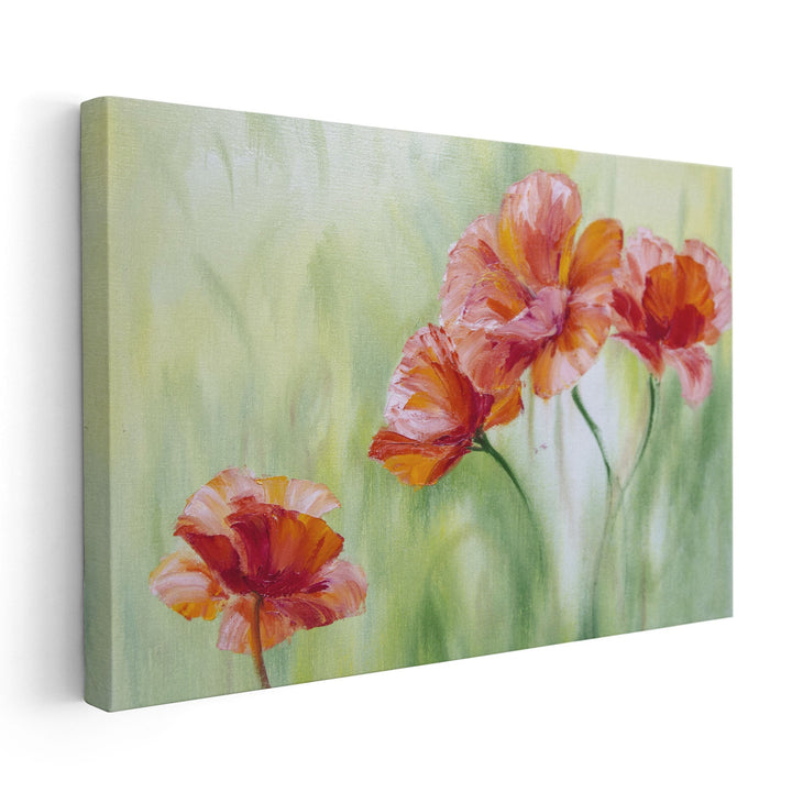 Poppies in The Morning, Oil Painting - Canvas Print Wall Art