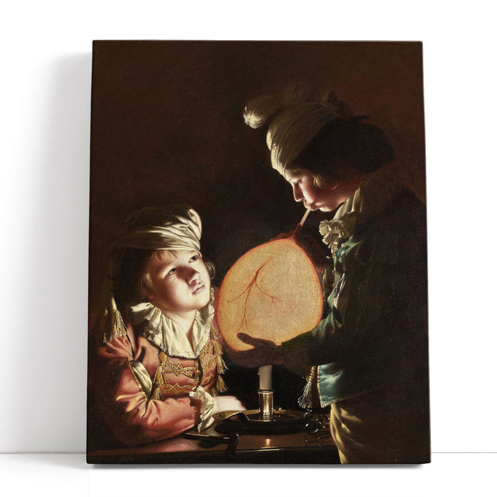 Two Boys with a Bladder - Canvas Print Wall Art