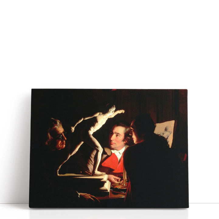 Three Persons Viewing the Gladiator by Candlelight - Canvas Print Wall Art