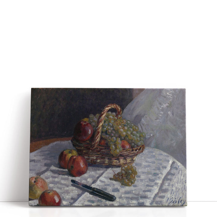 Apples and Grapes in a Basket - Canvas Print Wall Art