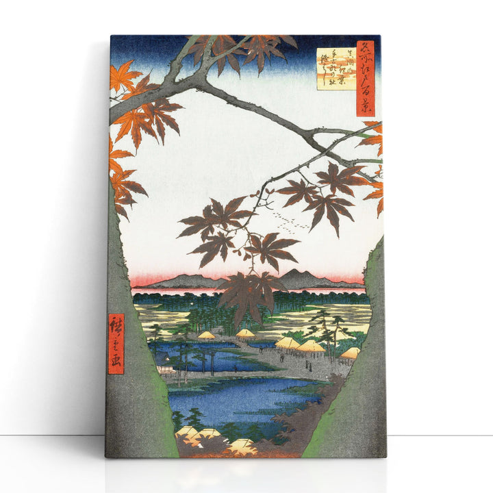 Maple Leaves, the Tekona Shrine and the Bridge Print - Canvas Print Wall Art