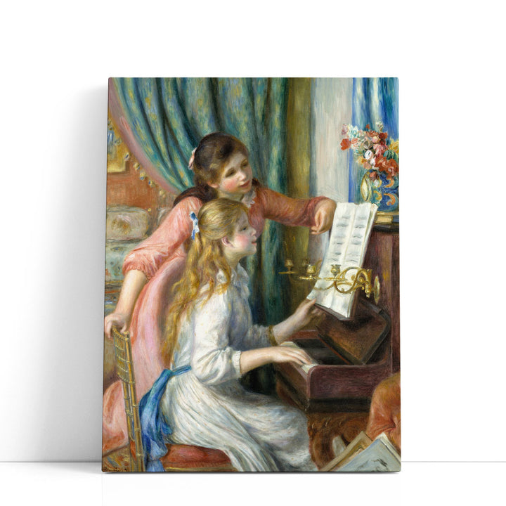 Two Young Girls at the Piano - Canvas Print Wall Art