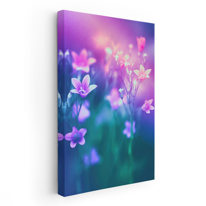 Beautiful Bell Flowers in Nature During Sunset- Canvas Print Wall Art