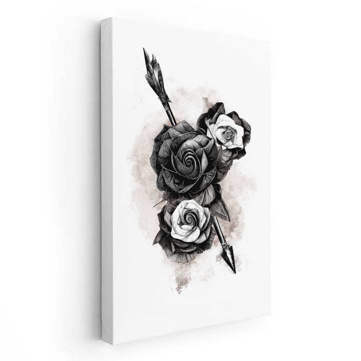 Sepia Roses, Black and White - Canvas Print Wall Art