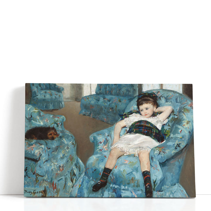 Little Girl in a Blue Armchair - Canvas Print Wall Art