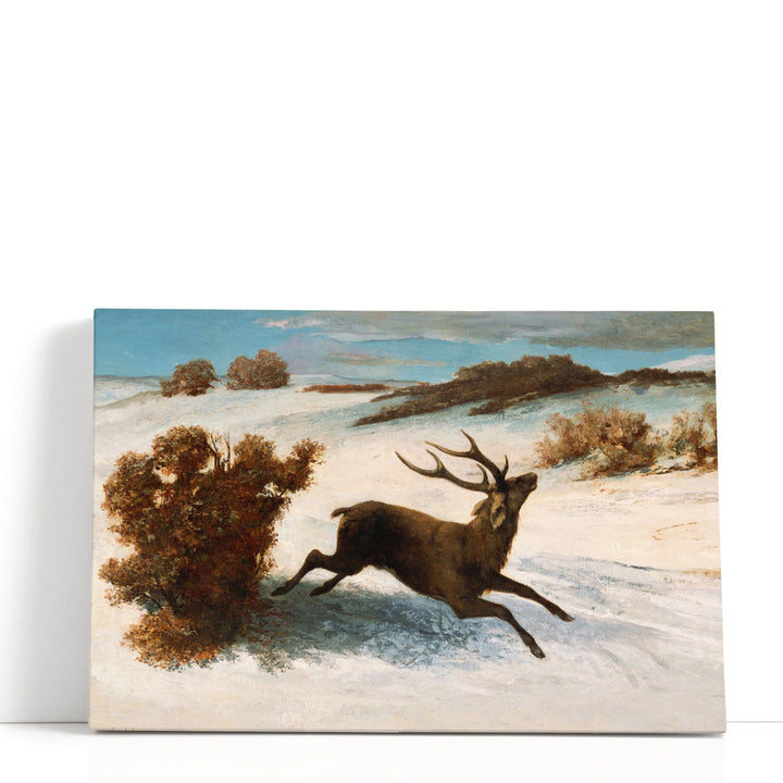 Deer Running in the Snow, 1856 - Canvas Print Wall Art