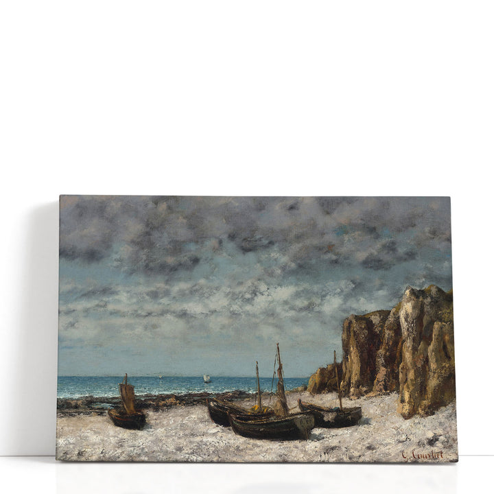 Boats on a Beach, Etretat - Canvas Print Wall Art
