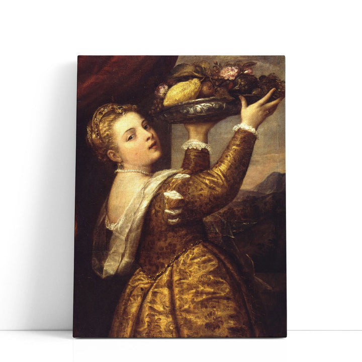 Girl with a Platter of Fruit - Canvas Print Wall Art