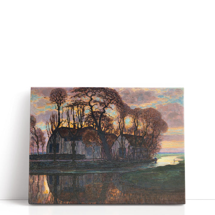 Farm Near Duivendrecht, in the Evening - Canvas Print Wall Art