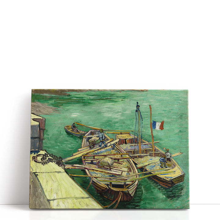 Quay with Men unloading Sand Barges, 1888 - Canvas Print Wall Art