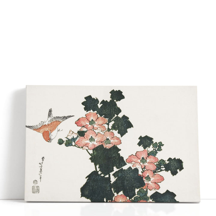 Red Roses and Bird - Canvas Print Wall Art