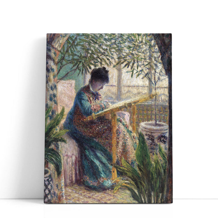 Madame Monet Embroidering - Canvas Print Wall Art