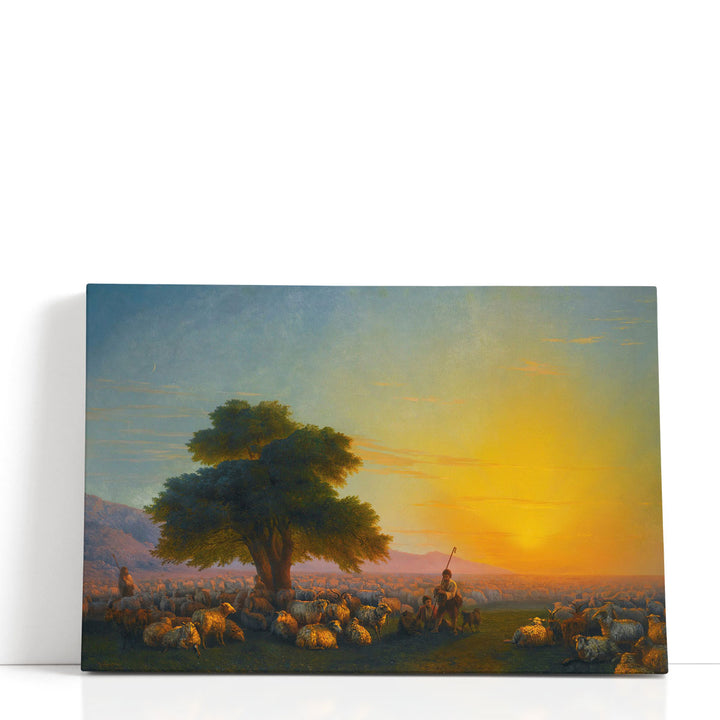 Shepherds with their Flock at Sunset, 1859 - Canvas Print Wall Art