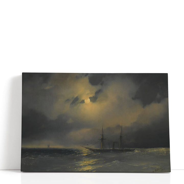 Shipping In Moonlight, 1853 - Canvas Print Wall Art