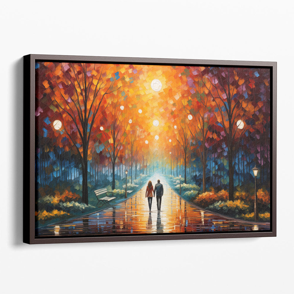 Glowing Park Romance - Canvas Print Wall Art