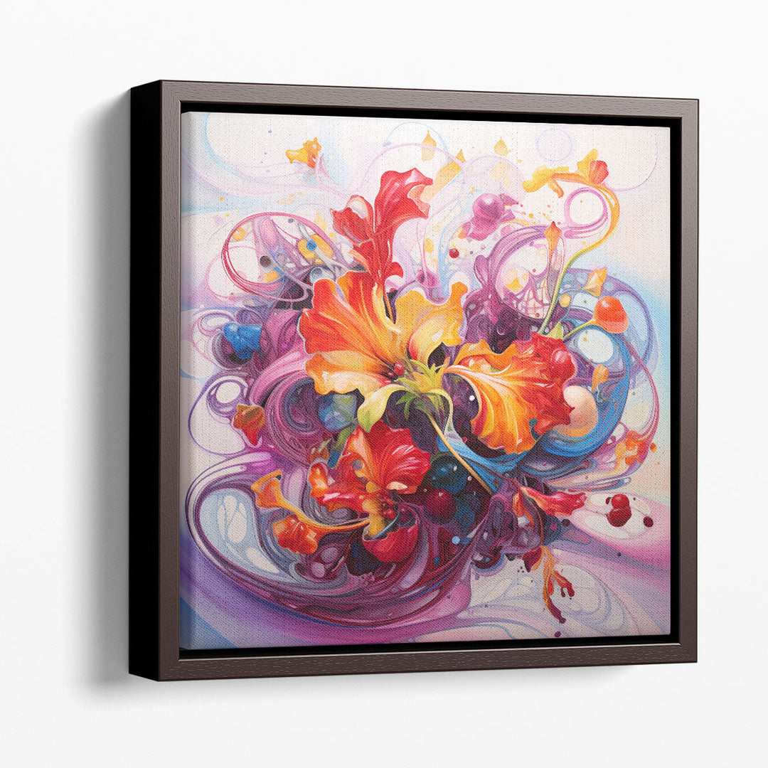 Digital Floral Fluid - Canvas Print Wall Art