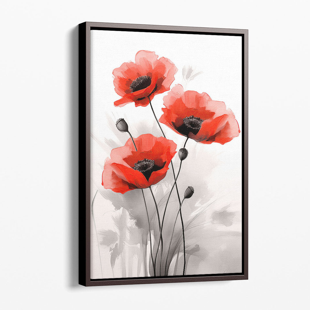 Red Poppies Elegance - Canvas Print Wall Art