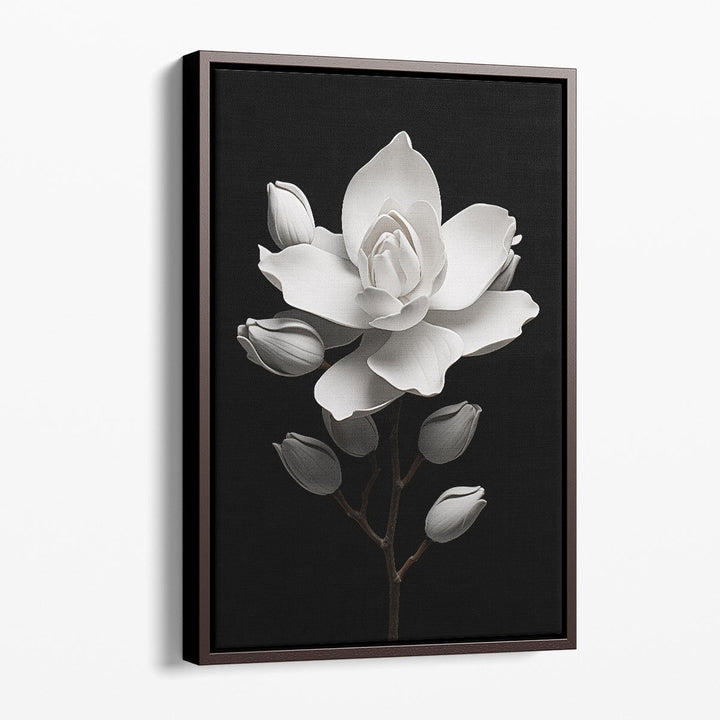 Magnolia Serenity in Monochrome - Canvas Print Wall Art