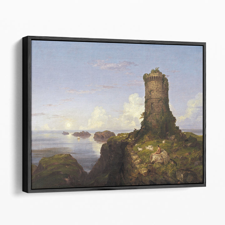 Italian Coast Scene with Ruined Tower, 1838 - Canvas Print Wall Art