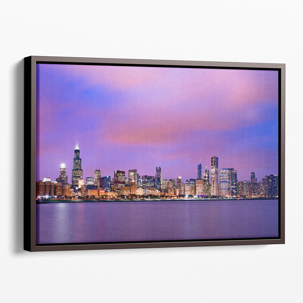 Beautiful Chicago Skyline At Sunset - Canvas Print Wall Art