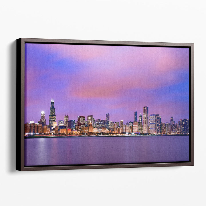 Beautiful Chicago Skyline At Sunset - Canvas Print Wall Art