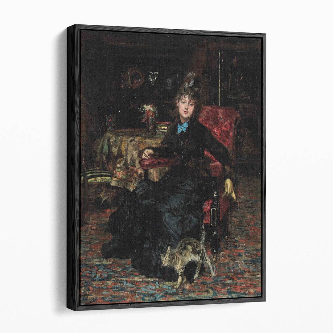 Signora Seduta Con Gatto - Canvas Print Wall Art