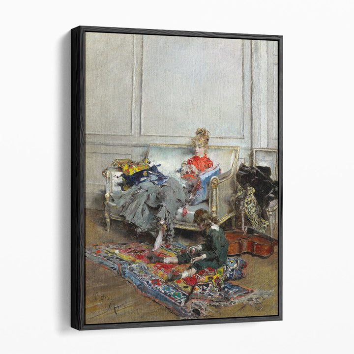 Young Woman Crocheting - Canvas Print Wall Art