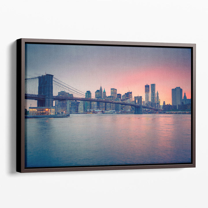 Brooklyn Bridge at Dusk, New York City Skyline - Canvas Print Wall Art