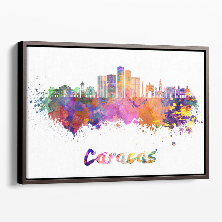 Caracas, Venezuela Skyline in Watercolor - Canvas Print Wall Art