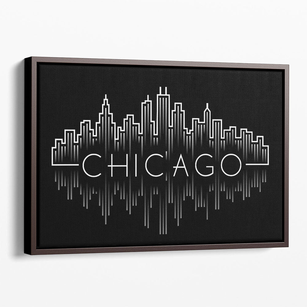 Chicago City Skyline in Line Art Style - Canvas Print Wall Art