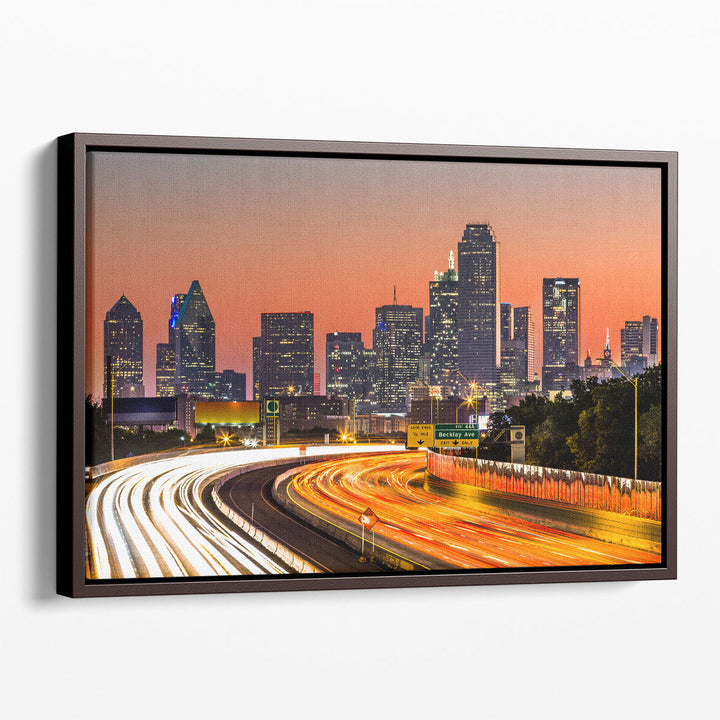 Dallas City Skyline At Sunrise - Canvas Print Wall Art