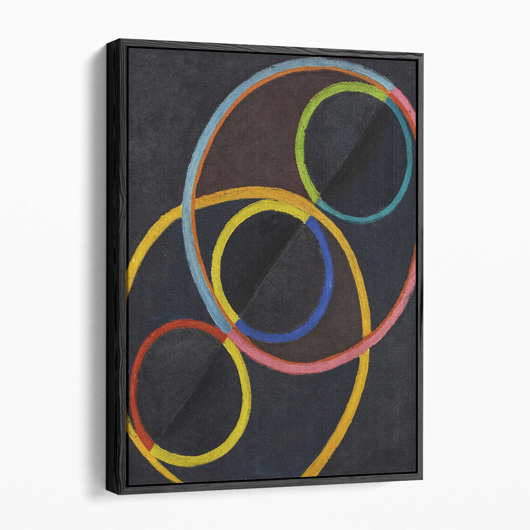 Black Relief with Colored Circles - Canvas Print Wall Art