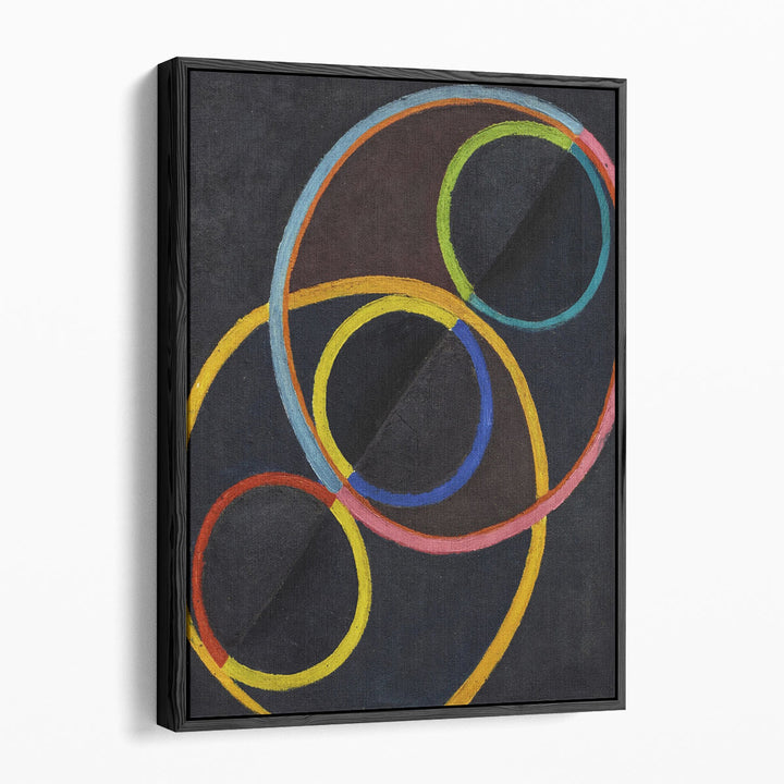 Black Relief with Colored Circles - Canvas Print Wall Art