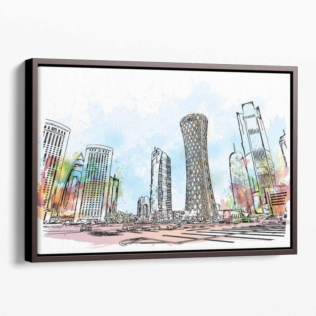 Doha City Skyline, Qatar - Canvas Print Wall Art