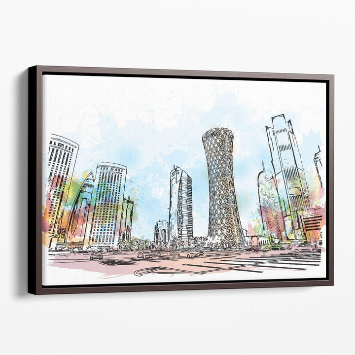 Doha City Skyline, Qatar - Canvas Print Wall Art