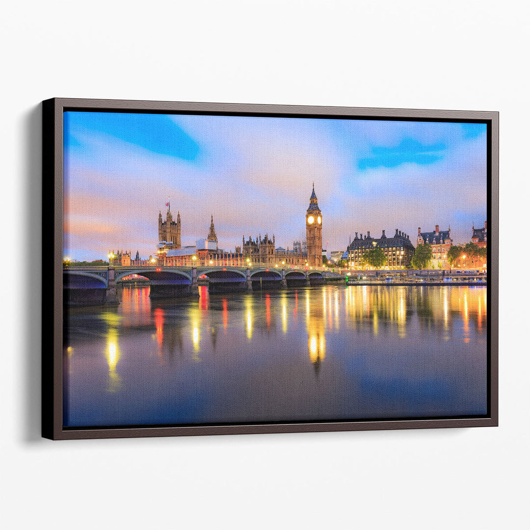 Houses of Parliament At Dusk in London Skyline - Canvas Print Wall Art