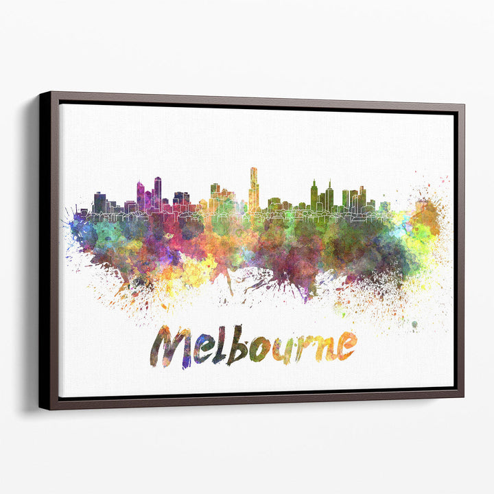 Melbourne Skyline in Watercolor - Canvas Print Wall Art