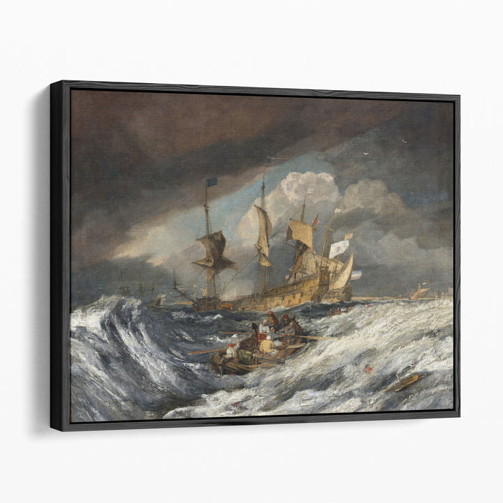 Boats Carrying Out Anchors to the Dutch Men of War - Canvas Print Wall Art