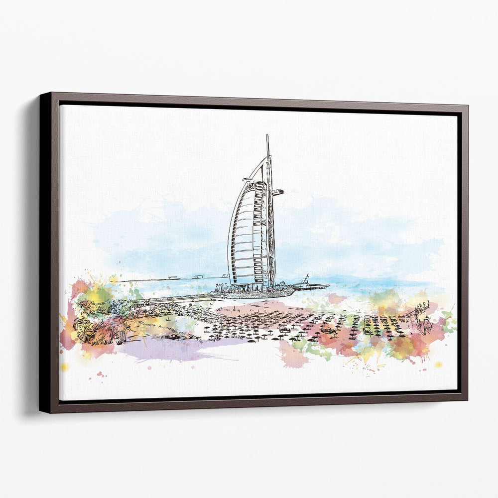 Sketch of Burj Al Arab in Dubai - Canvas Print Wall Art