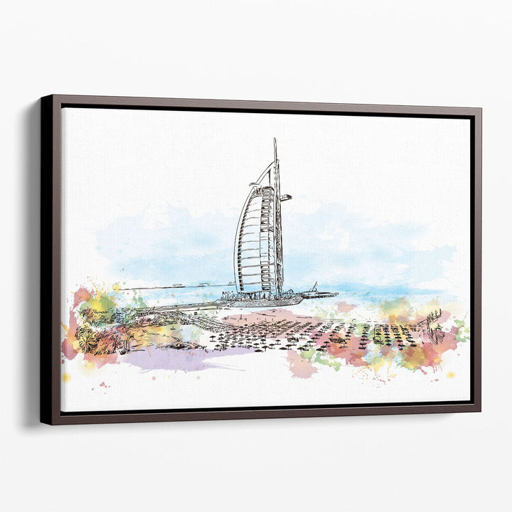 Sketch of Burj Al Arab in Dubai - Canvas Print Wall Art