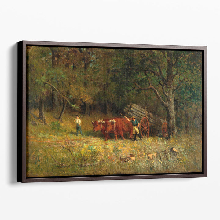 Boy and Man with Oxen - Canvas Print Wall Art