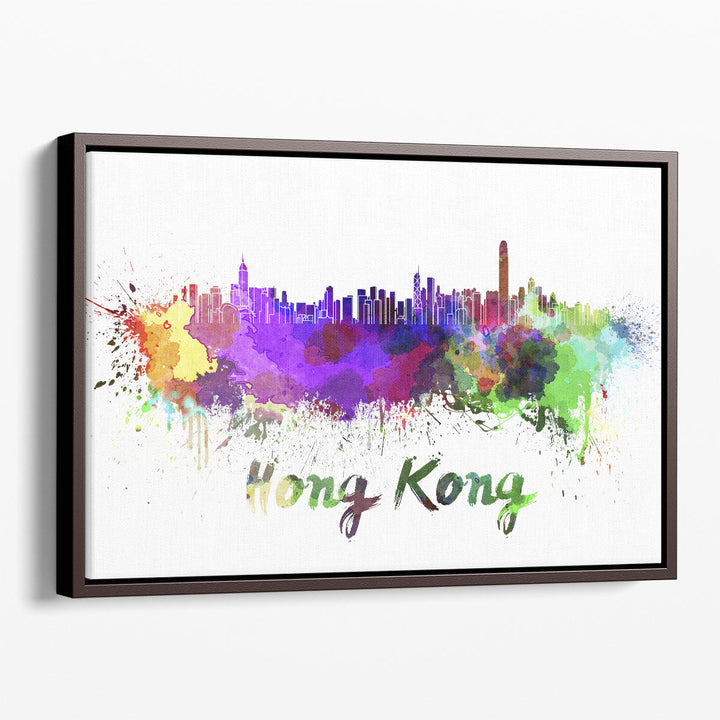 Hong Kong Skyline in Watercolor - Canvas Print Wall Art