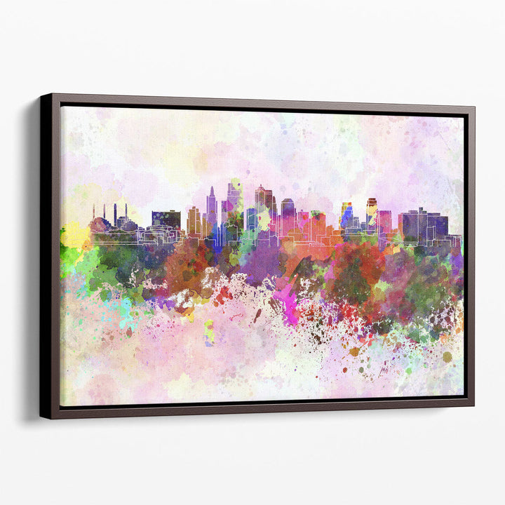 Kansas City Skyline in Watercolor - Canvas Print Wall Art