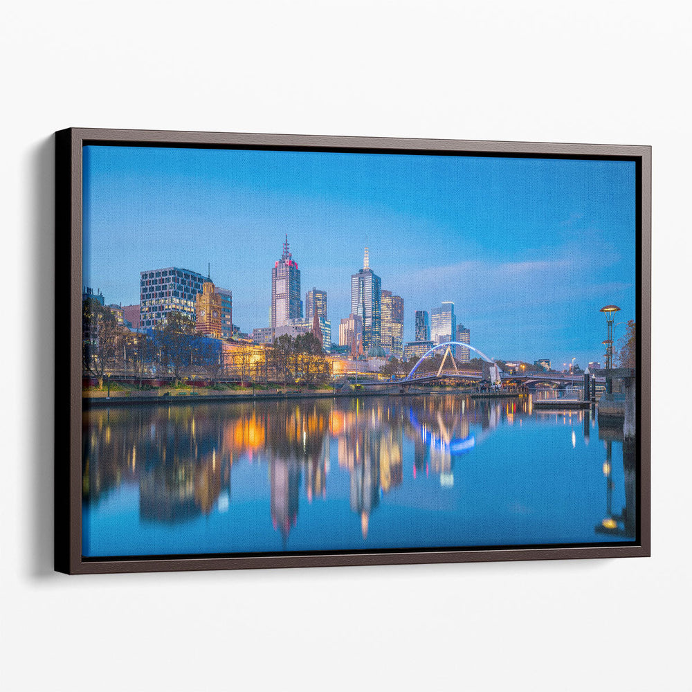 Melbourne City Skyline At Twilight, Australia - Canvas Print Wall Art