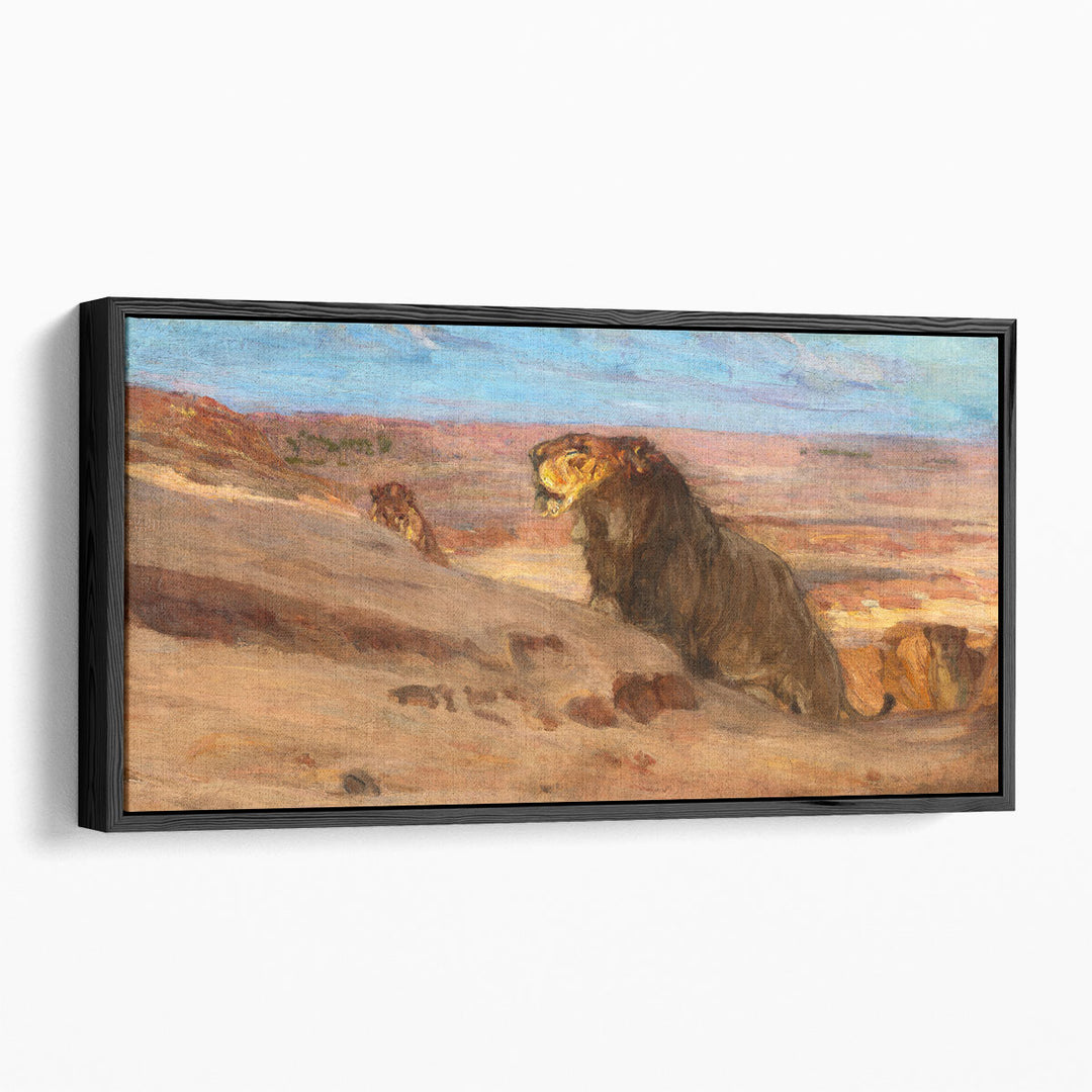 Lions in the Desert  - Canvas Print Wall Art