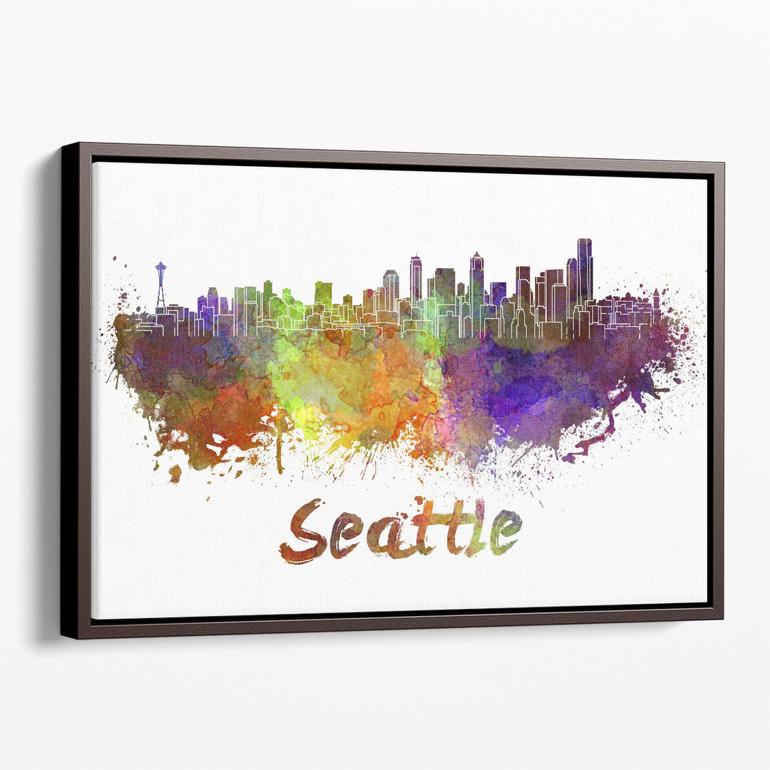 Seattle Skyline in Watercolor - Canvas Print Wall Art