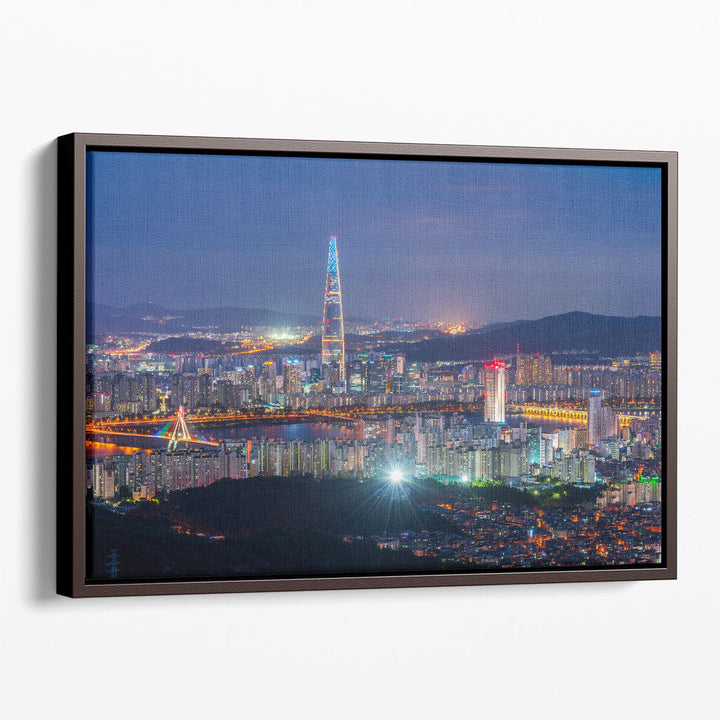 Seoul City Skyline, South Korea At Night - Canvas Print Wall Art