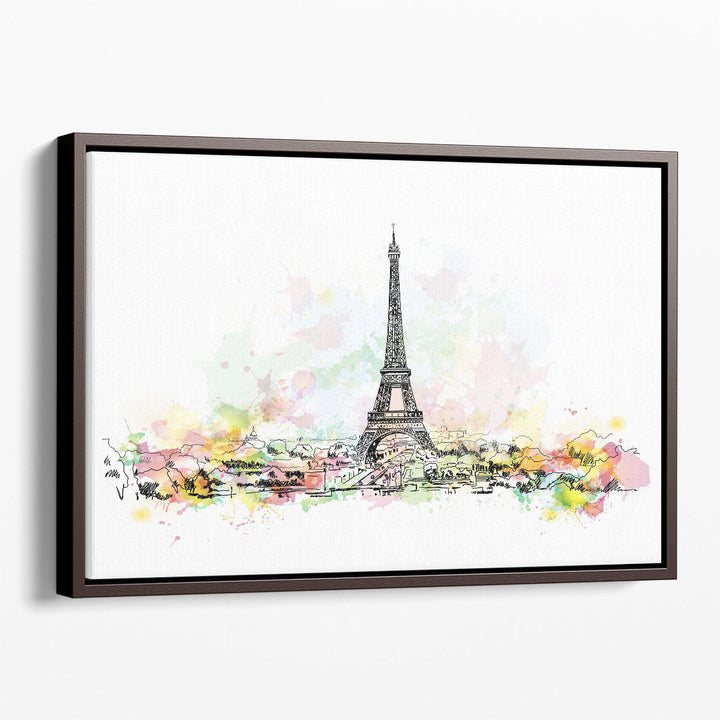 Watercolor Sketch of Eiffel Tower, Paris - Canvas Print Wall Art